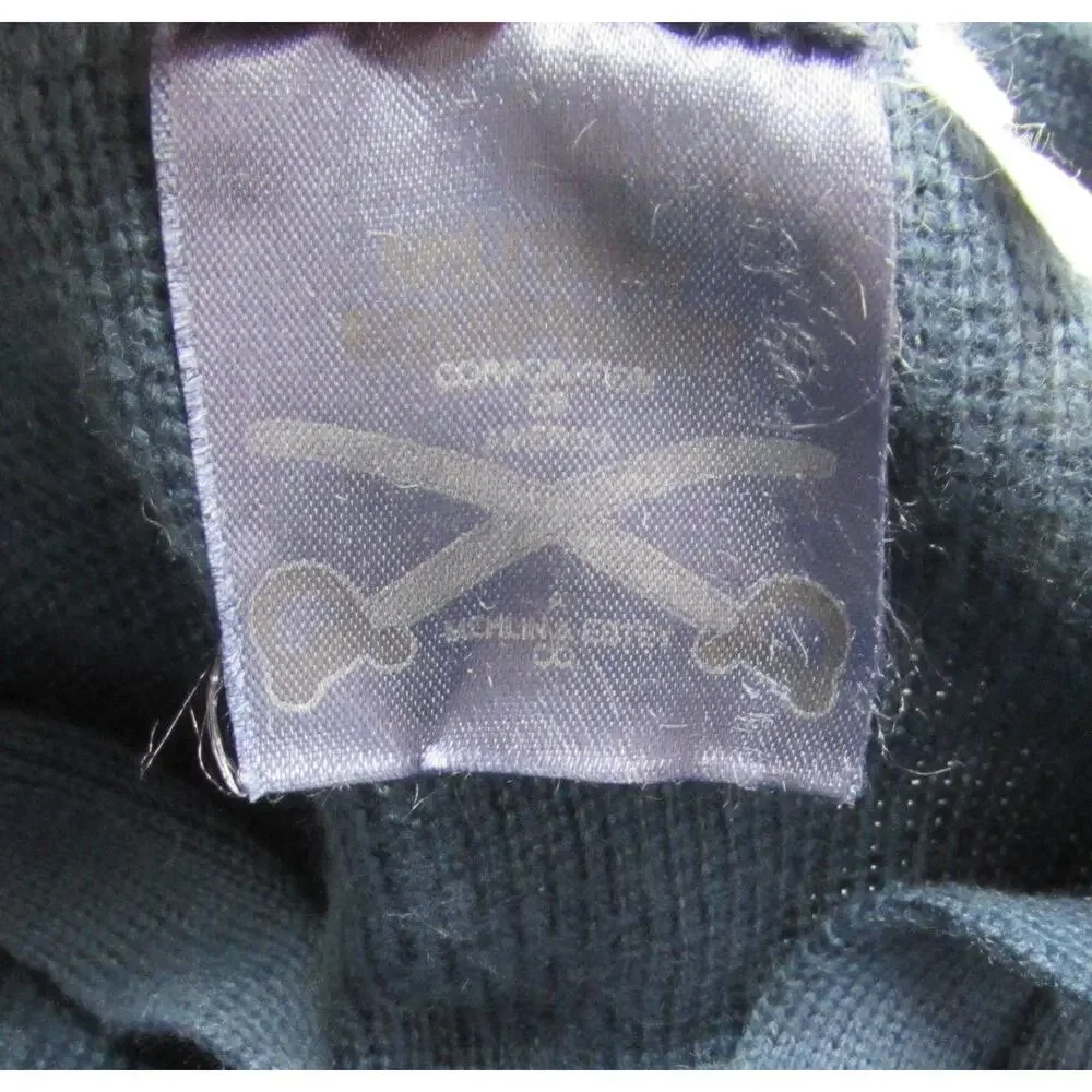 MEN'S size 46 R MILITARY EQUIP MEHLIN & ESTEY NAVY BLUE SWEATER ELBOW PATCHES